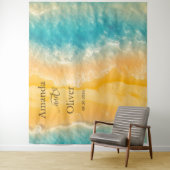 コースタルチックゴールデンサンドティール（緑がかった色）結婚ズの背景 タペストリー (インサイチュ)