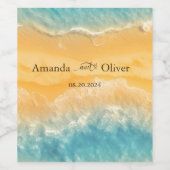 コースタルチックゴールデンサンドティール（緑がかった色）結婚ズウェルカム ワインラベル (シングルラベル)