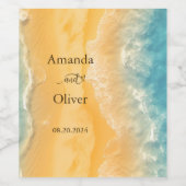 コースタルチックゴールデンサンドティール（緑がかった色）結婚ズウェルカム ワインラベル (シングルラベル)