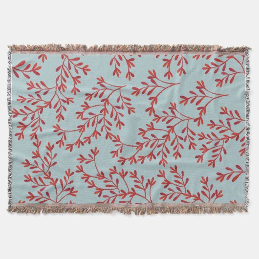 コースタルデコールコーラル&海ブルーブランケット スローブランケット (正面)