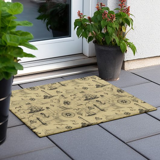 コースタルデコー航海のルヴィンテージライトハウス ドアマット