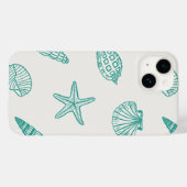 コースタルトレジャーティール(緑がかった色)アイボリー Case-Mate iPhoneケース (裏面 (横))