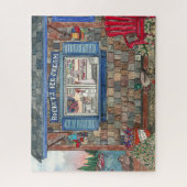 コースタルニューイングランドのアイスクリームショップの水彩 ジグソーパズル (縦)