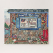 コースタルニューイングランドのアイスクリームショップの水彩 ジグソーパズル (横)