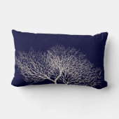 コースタルネイビーブルーホワイトシーコーラルビーチ ランバークッション (裏面)