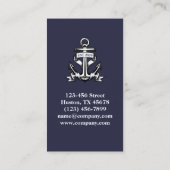 コースタルネイビーブルーヨットボートシップいかり 航海の 名刺 (裏面)