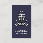 コースタルネイビーブルーヨットボートシップいかり 航海の 名刺 (正面)