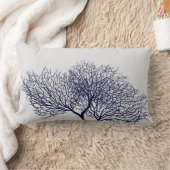 コースタルネービーブルーグレーシーコーラルビーチ ランバークッション (ブランケット)