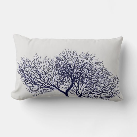 コースタルネービーブルーグレーシーコーラルビーチ ランバークッション (正面)