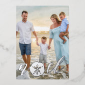 コースタルノートクリスマスホリデーフォトフォイルカード 箔シーズンカード (正面)