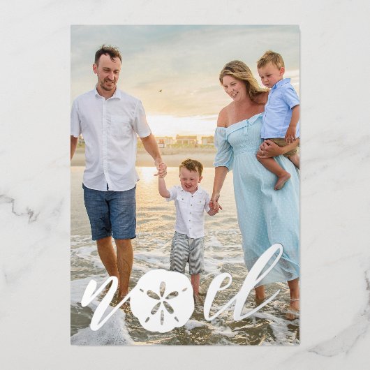 コースタルノートクリスマスホリデーフォトフォイルカード 箔シーズンカード (正面)