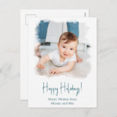 コースタルハッピーホリデーズフォトポストカード – 水彩 シーズンポストカード (正面/裏面)