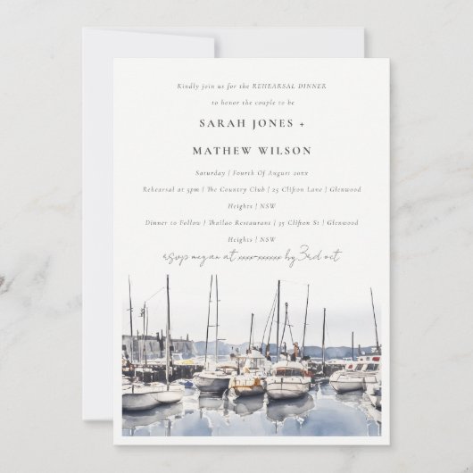 コースタルハーバーボーツシースケープリハーサルディナー 招待状 (正面)