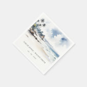 コースタルバリビーチパームツリーウォーターカラー結婚ズ スタンダードカクテルナプキン (角)