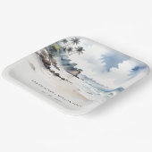 コースタルバリビーチパームツリーウォーターカラー結婚ズ ペーパープレート (傾斜あり)