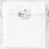 コースタルバリビーチパームツリーウォーターカラー結婚ズ ラウンドシール (バッグ)