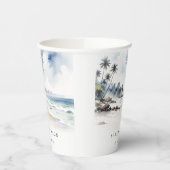 コースタルバリビーチパームツリーウォーターカラー結婚ズ 紙コップ (左)