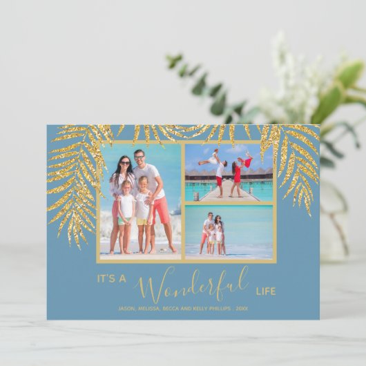 コースタルパームスフォトコラージクリスマス シーズンカード (スタンド正面)