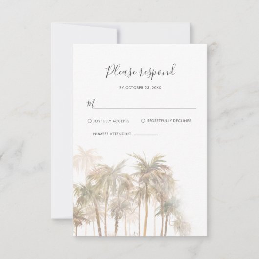コースタルパームズウォーターカラー宛先ウェディング 出欠カード (正面)