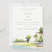 コースタルパームツリーアニバーサリー招待状 サンキューカード (正面)