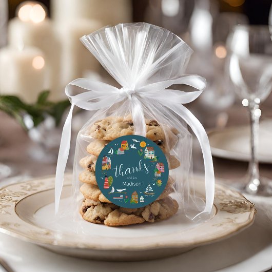 コースタルビレッジブルーボーイベビー航海のシャワー ラウンドシール