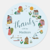 コースタルビレッジブルーボーイベビー航海のシャワー ラウンドシール (正面)