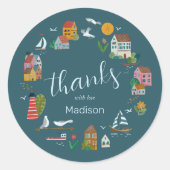 コースタルビレッジブルーボーイベビー航海のシャワー ラウンドシール (正面)