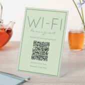 コースタルビーチグリーンWi-Fi QRコードゲストテーブルサイン 台座サイン (インサイチュ)