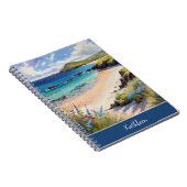 コースタルビーチサンドシーサイドオーシャンウォーターカラーカスタム ノートブック (右側)