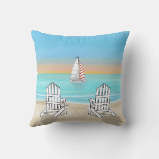 コースタルビーチハウスウォーターカラーカスタム クッション (裏面)