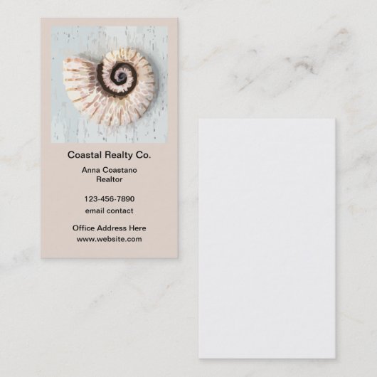 コースタルビーチ不動産仲介業者名刺縦 名刺 (正面/裏面)
