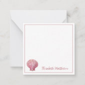 コースタルピンクシーシェルオンホワイトパーソナライズされた ノートカード (正面)