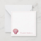 コースタルピンクシーシェルオンホワイトパーソナライズされた ノートカード (正面)