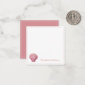 コースタルピンクシーシェルオンホワイトパーソナライズされた ノートカード (正面/裏面インサイチュ)