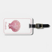 コースタルピンクシーシェルオンホワイトパーソナライズされた ラゲッジタグ (正面横)