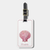 コースタルピンクシーシェルオンホワイトパーソナライズされた ラゲッジタグ (正面縦)