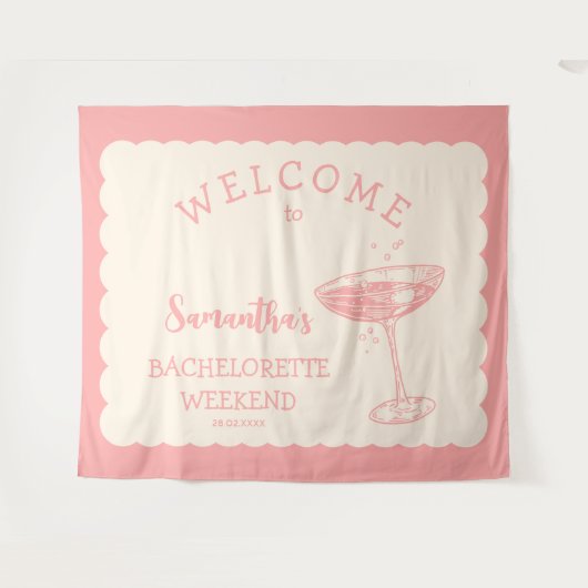 コースタルピンクバチェロレッテバックドランドカクテル タペストリー (正面(横))