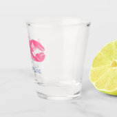 コースタルピンク&ネイビーブルーロブスター パーソナライズされた ショットグラス (右)