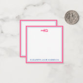 コースタルピンク&ネイビーブルーロブスター パーソナライズされた ノートカード (正面/裏面インサイチュ)