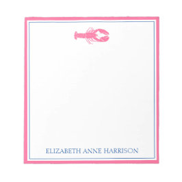 コースタルピンク&ネイビーブルーロブスター パーソナライズされた ノートパッド