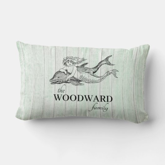 コースタルファミリーネームアクアウッドマーメイドドルフィン ランバークッション (裏面)
