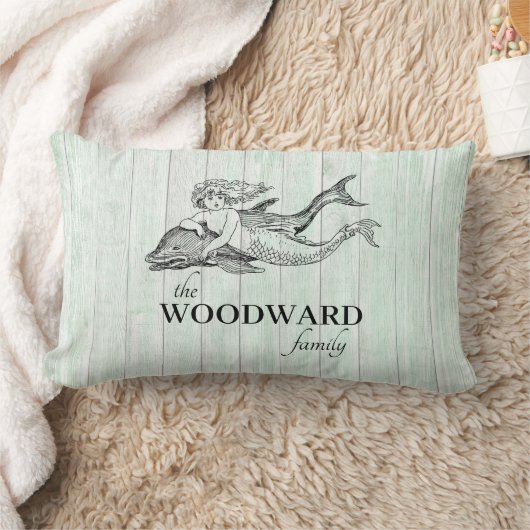 コースタルファミリーネームアクアウッドマーメイドドルフィン ランバークッション (ブランケット)