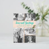 コースタルファミリーフォトコラージクリスマスポストカード シーズンポストカード (スタンド正面)