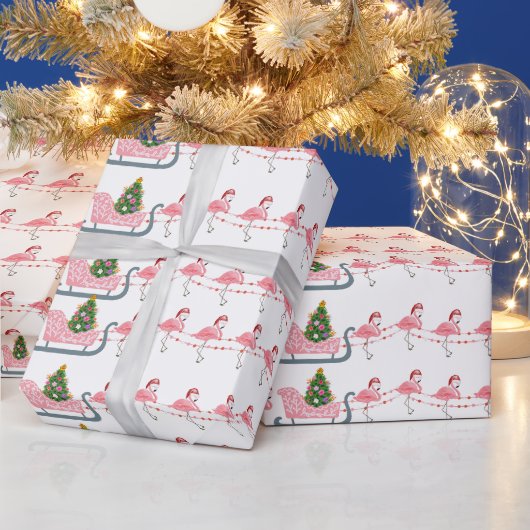 コースタルフラミンゴのクリスマスラッピング紙 ラッピングペーパー (クリスマス)