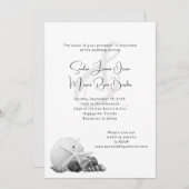 コースタルブラック&ホワイトシェル結婚式招待状 招待状 (正面/裏面)