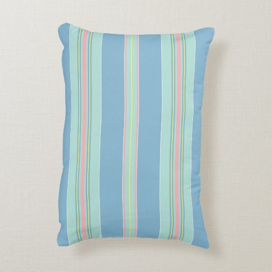 コースタルブルーとシーフォームグリーンストライプの アクセントクッション (裏面(縦))