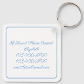 コースタルブルーとホワイトウォーターの色の弓パーソナライズされた キーホルダー (裏面)