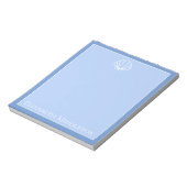 コースタルブルーとホワイトシーシェルパーソナライズされた ノートパッド (回転)