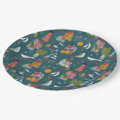 コースタルブルーのパターン男の子の赤ちゃんシャワーパーティー ペーパープレート (アングル)