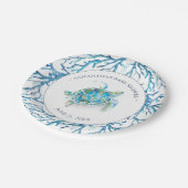 コースタルブルーウォーターカラーウミガメ男の子ベビーシャワー ペーパープレート (アングル)